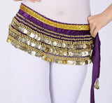 Multi-Rows Gold Coin Beads Belly Dance Skirt Wrap Gift Idea Dance Shows Party Night Out Shining Velvet Hip Scarf Skirt Dancewear