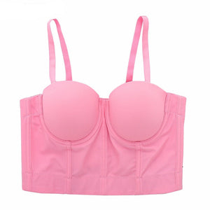 Sexy Crop Top To Wear Out Sleeveless Camis Built In Bra Ladies Cropped Top Nightclub Party Corset Push Up Bustier