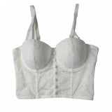 Off Shoulder Tanks Camis Summer Sexy Corset Lace Embroidery Short Crop Top To Wear Out Push Up Bralette Cropped