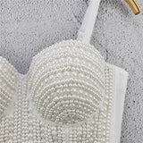 Beading Summer Women Sexy Top Underwear To Wear Out Thin Straps Vest Push Up Bralette Bra Corset Tops