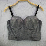 Gradient Shiny Sexy Night Club Party Crop Top Push Up Bralette Bra Cropped To Wear Out Corset Tops Cami Clothing