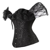 Off shoulder Corset Solid Corsets Overbust Corset Bustier Sexy Lolita Women Girl Outwear Waist Slimming Lace ruffles Gorset