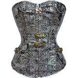 Sexy Vintage Gothic Floral Silver Lace Up Back Victorian Corset Lingerie Top Waist Trainer Body Shaper
