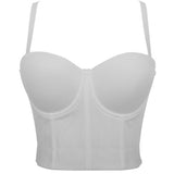 Crop Tank Top With Cups Femme Halter Bustiers Corset Tops Elasticity Mesh Sexy Top Dance Nightclub Lingerie To Wear Out