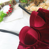 Crop Top Slim Women Cropped With Cups Velvet Winter Sexy Party Solid Corset Push Up Bustier Cami Built in Bra