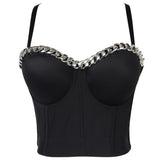Crop Top To Wear Out Silver-Plated Chain Corset Top Nightclub Sexy Tops Women Bra Push Up Bustier