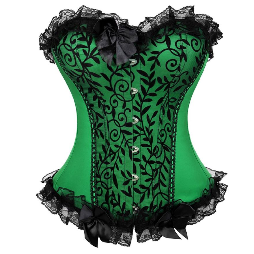 Women Sexy Lace Floral Corset Dress Victorian Fashion Corset Bustier Lingerie Top With Gothic Asymmencial High Low Skirt Set