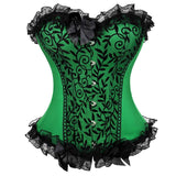 Women Sexy Lace Floral Corset Dress Victorian Fashion Corset Bustier Lingerie Top With Gothic Asymmencial High Low Skirt Set