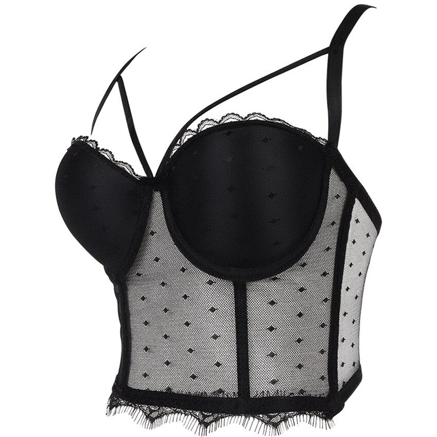 New In Sexy Lace Mesh Crop Top Summer Slim Push Up Bralette Bra Cropped To Wear Out Corset Tops Cami Clothes