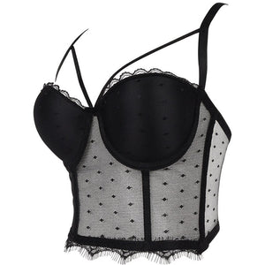 New In Sexy Lace Mesh Crop Top Summer Slim Push Up Bralette Bra Cropped To Wear Out Corset Tops Cami Clothes