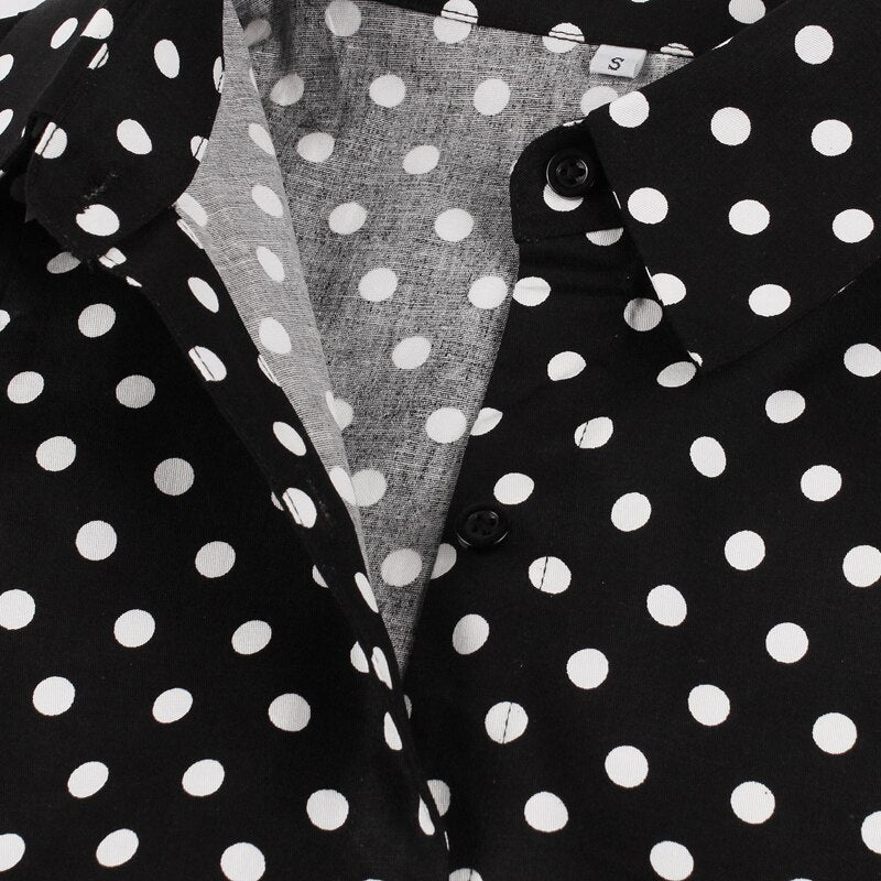 Turn Down Collar Single-Breasted Polka Dot Summer Cotton Shirt Dress Women 50s Rockabilly Vintage Sleeveless Midi Dresses