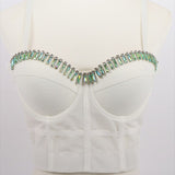 Breathable Woven Fabric Sexy Beading Diamond Top Push Up Bustier Party Corset Camis Crop Top To Wear Out