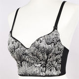 New Cropped With Built in Bra Gold Sequins Party Hot Chick Sexy Women Crop Top Spaghetti Strap Corsets Bustier