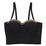 Golden Chain Sexy See Through Crop Top With Built In Bra Summer Women Harajuku Backless Camis Push Up Bralette