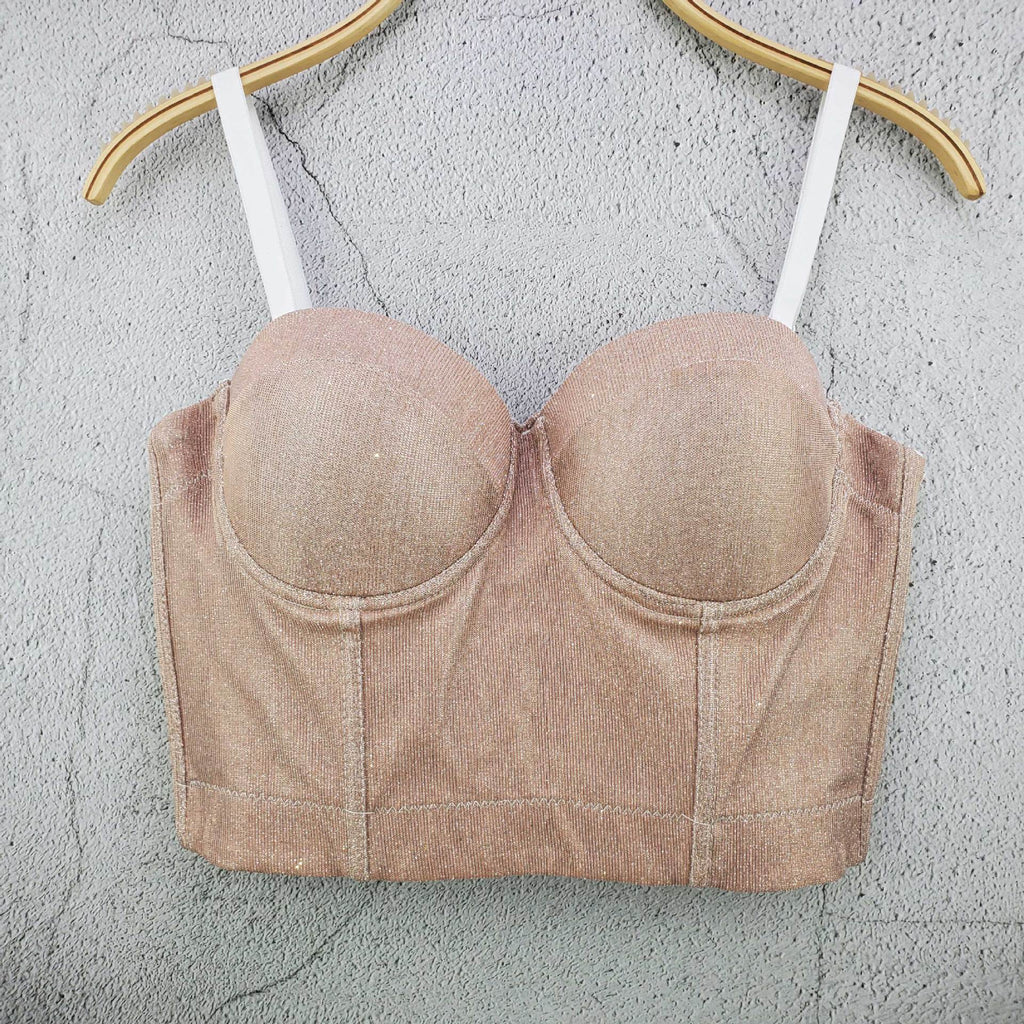 Gradient Shiny Sexy Night Club Party Crop Top Push Up Bralette Bra Cropped To Wear Out Corset Tops Cami Clothing