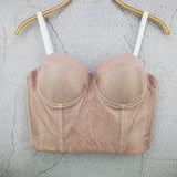 Gradient Shiny Sexy Night Club Party Crop Top Push Up Bralette Bra Cropped To Wear Out Corset Tops Cami Clothing