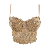 Crop Tops Rhinestone Lace Sexy Women Summer Push Up Cami Top Cropped To Wear Out Bralette Bra Corset