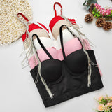 Sleeveless Crop Top With Cups Off Shoulder Strap Corset Sexy Dance Cropped Shine Lingerie Rhinestone Clothing