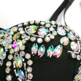Crop Top With Built In Bra Rhinestone Mesh Summer Off Shoulder Sexy Corset Women Camis Cropped Cups