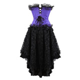 Women Sexy Lace Floral Corset Dress Victorian Fashion Corset Bustier Lingerie Top With Gothic Asymmencial High Low Skirt Set