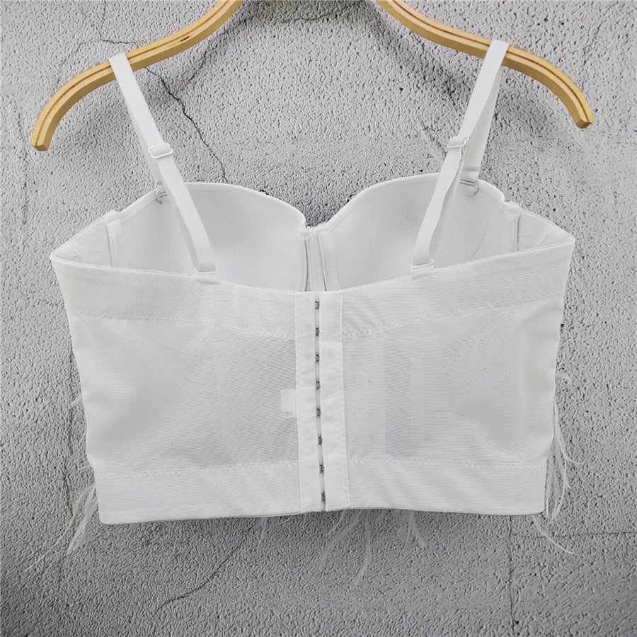 Beading Summer Women Sexy Top Underwear To Wear Out Thin Straps Vest Push Up Bralette Bra Corset Tops