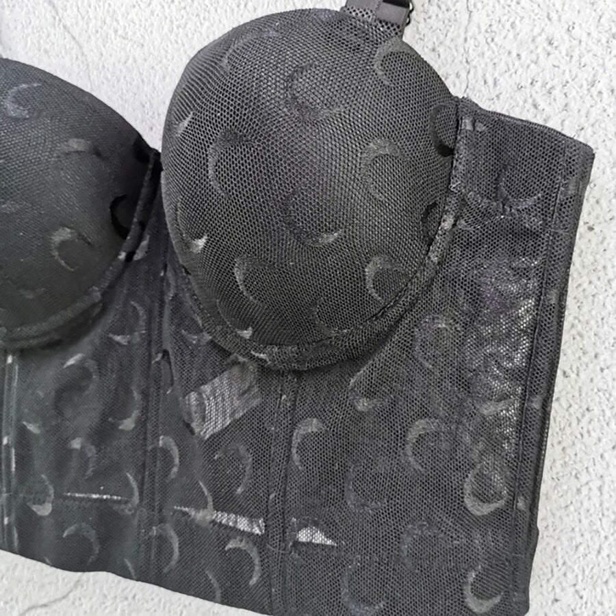 Mesh Lace Moon Pattern Crop Top Casual Sexy Women Top To Wear Out Push Up Bralette Bra Corset Sleeveless Clothes