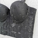 Mesh Lace Moon Pattern Crop Top Casual Sexy Women Top To Wear Out Push Up Bralette Bra Corset Sleeveless Clothes