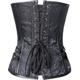 Women Steampunk Corsets Short Korset Gothic Overbust Bustier Jacquard Floral Lace Corselet