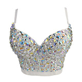 Women Crop Top To Wear Out Bra Summer Sexy Push Up Bustier Camis Corset Tops Diamond Night Club Party Top