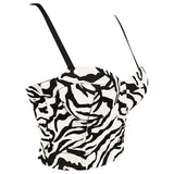 Crop Top Short Sexy Winter Bra Zebra Striped Women Off Shoulder Camis Tops With Built In Bra Push Up Chest