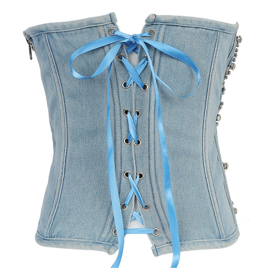 Winter Long Tube Tank Top Corset Top With Built in Bra Rhinestone Bright Off Shoulder Sexy Women Bustier