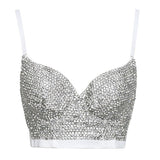 Summer Corset Top To Wear Out Beading Rhinestones Sexy NightClub Party Women Top Push Up Cami Top Bra