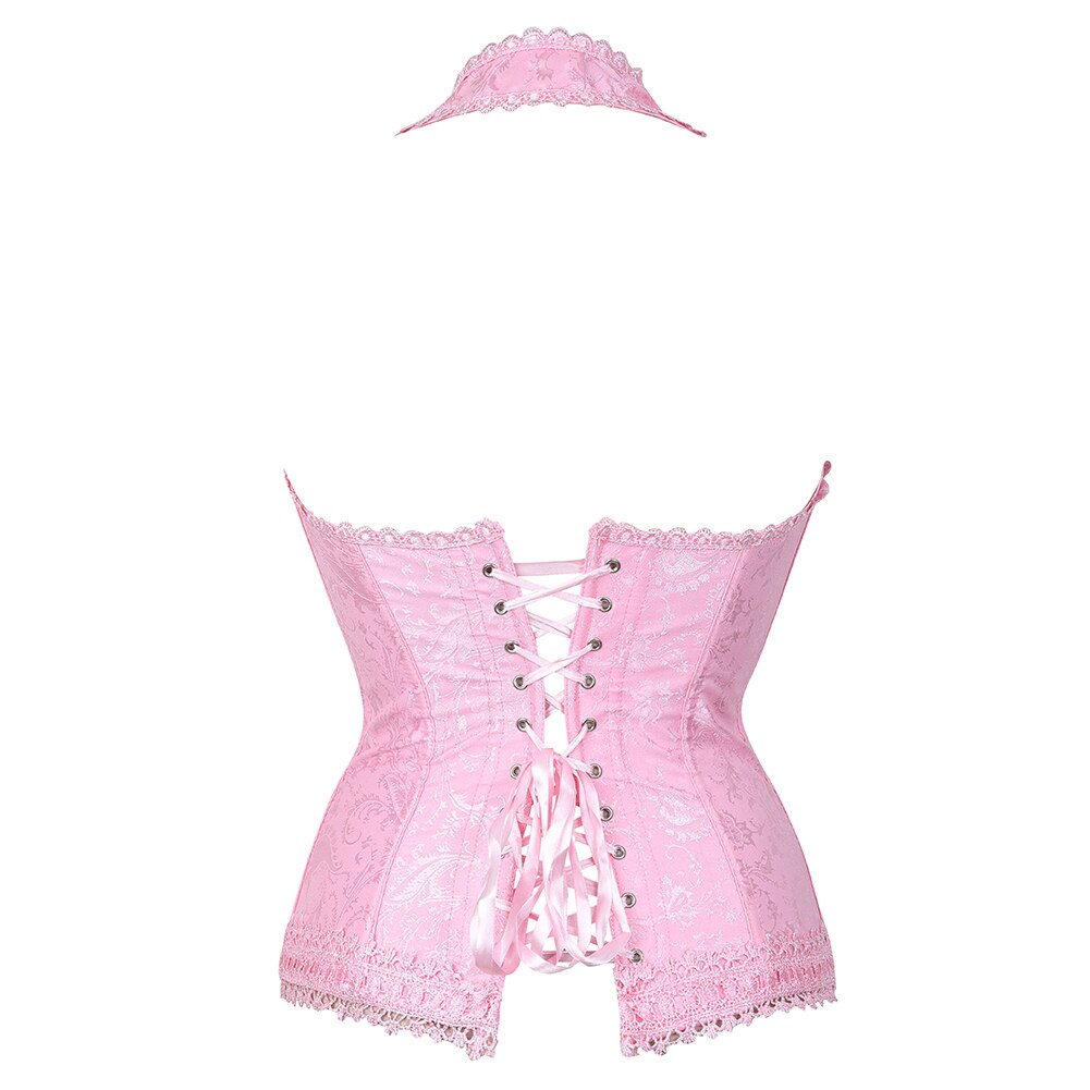 Sexy Women Red Plaid Overbust Straps Corset Waist Cincher Outwear Halter Bustier with G-string Plus Size S-6XL