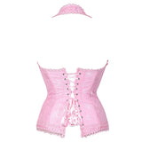 Sexy Women Red Plaid Overbust Straps Corset Waist Cincher Outwear Halter Bustier with G-string Plus Size S-6XL