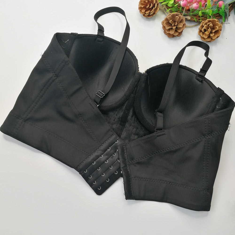Sexy Bright Beading Sequins Nightclub Push Up Bralette Bra Cropped To Wear Out Corset Camis Crop Top