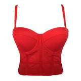 Crop Tank Top With Cups Femme Halter Bustiers Corset Tops Elasticity Mesh Sexy Top Dance Nightclub Lingerie To Wear Out