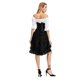 Gothic Skirt Set Underbust Corset Asymmetrical Floral Lace Skirt with Renaissance Blouse Three-Pieces Outfits Plus Size