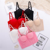 New Bodice Summer Top Sleeveless Short Sexy Push Up Crop Top Women Harajuku Off Shoulder Solid Camis With Built In Bra