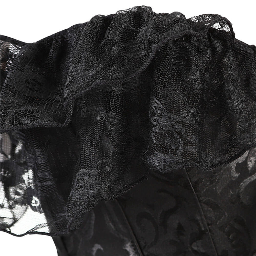 Off shoulder Corset Solid Corsets Overbust Corset Bustier Sexy Lolita Women Girl Outwear Waist Slimming Lace ruffles Gorset