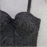 Lace Flowers Short Sexy Crop Top Women Nightclub Cami Tops With Built In Bra Push Up Bustier Corset