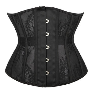 Women Waist Training Black Underbust Corset Top Basque Corselet Bustier Lingerie Belt
