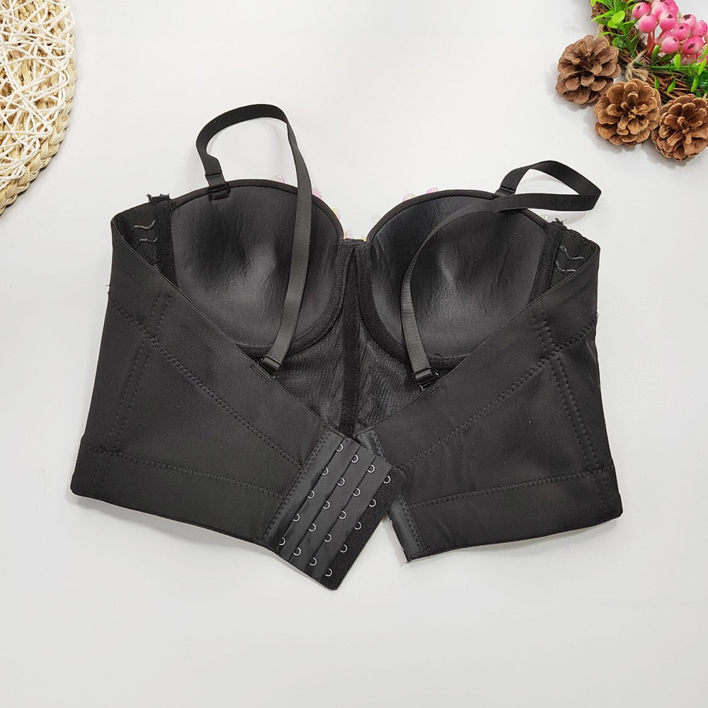 Sexy Corset With Cups Rhinestone Sequins Party Short Women Camis Crop Top In Bra Cropped YH8300