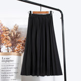 Women Vintage New Fashion Korean Skirt Elastic High Waist Pleated Leisure Retro Skirt Female Streetwear Luxury Faldas Clothes