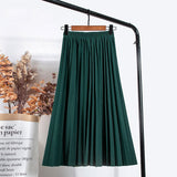 Women Vintage New Fashion Korean Skirt Elastic High Waist Pleated Leisure Retro Skirt Female Streetwear Luxury Faldas Clothes