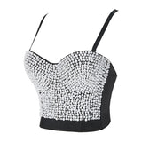 Vintage Beading Pearl Push Up Sexy White Corset Tops Performance Crop Top To Wear Out Cami