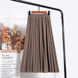 Women Vintage New Fashion Korean Skirt Elastic High Waist Pleated Leisure Retro Skirt Female Streetwear Luxury Faldas Clothes