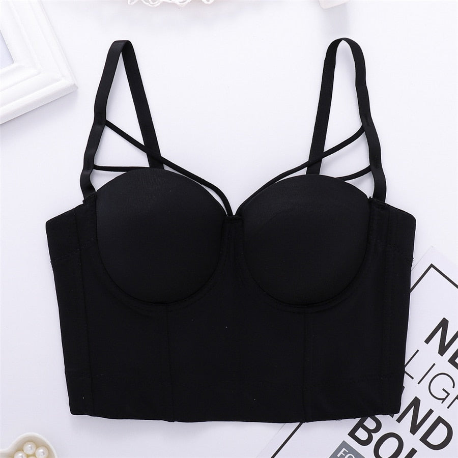 New Bodice Summer Top Sleeveless Short Sexy Push Up Crop Top Women Harajuku Off Shoulder Solid Camis With Built In Bra