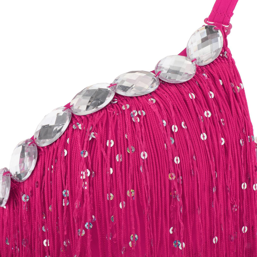 Belly Dance Sequin Tassel Party Bra top Dance Performance Diamond Fringe Bralette Crop Top Festival Clubwear