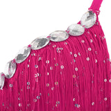 Belly Dance Sequin Tassel Party Bra top Dance Performance Diamond Fringe Bralette Crop Top Festival Clubwear