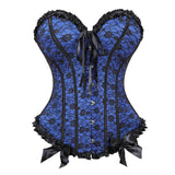 Women Corset Top Lace Up Overbust Boned Sexy Lingerie Renaissance Victorian Corsets Floral Pluse Size